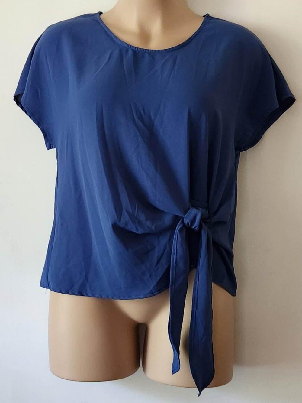 Shein Curve dressy blouse sz XL medium blue mock wrap VGUC
